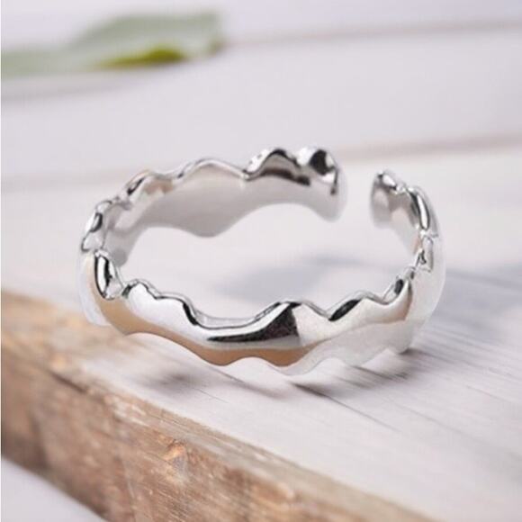 NEW 925 sterling silver irregular line adjustable open ring jewelry B22B - Picture 1 of 3